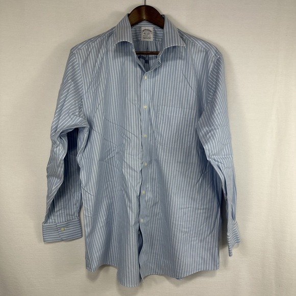 Brooks Brothers Shirt Mens 16-32 Blue Stripe Regent Fit Button Down L/S Oxford - Picture 4 of 6